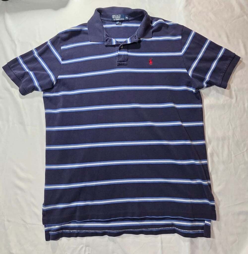Polo Ralph Lauren Men's Navy Blue White Stripe Short Sleeve Polo Shirt Size XL